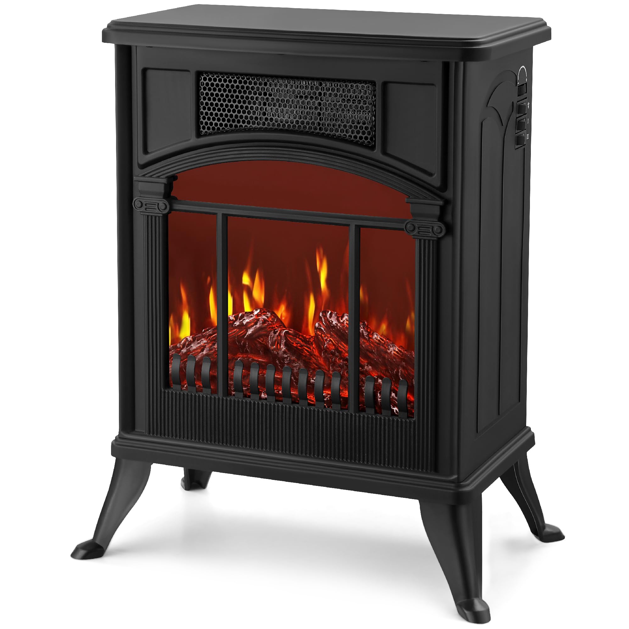 NETTA Stove Heater Electric Fireplace With Fire Flame Effect, Freestanding Porta