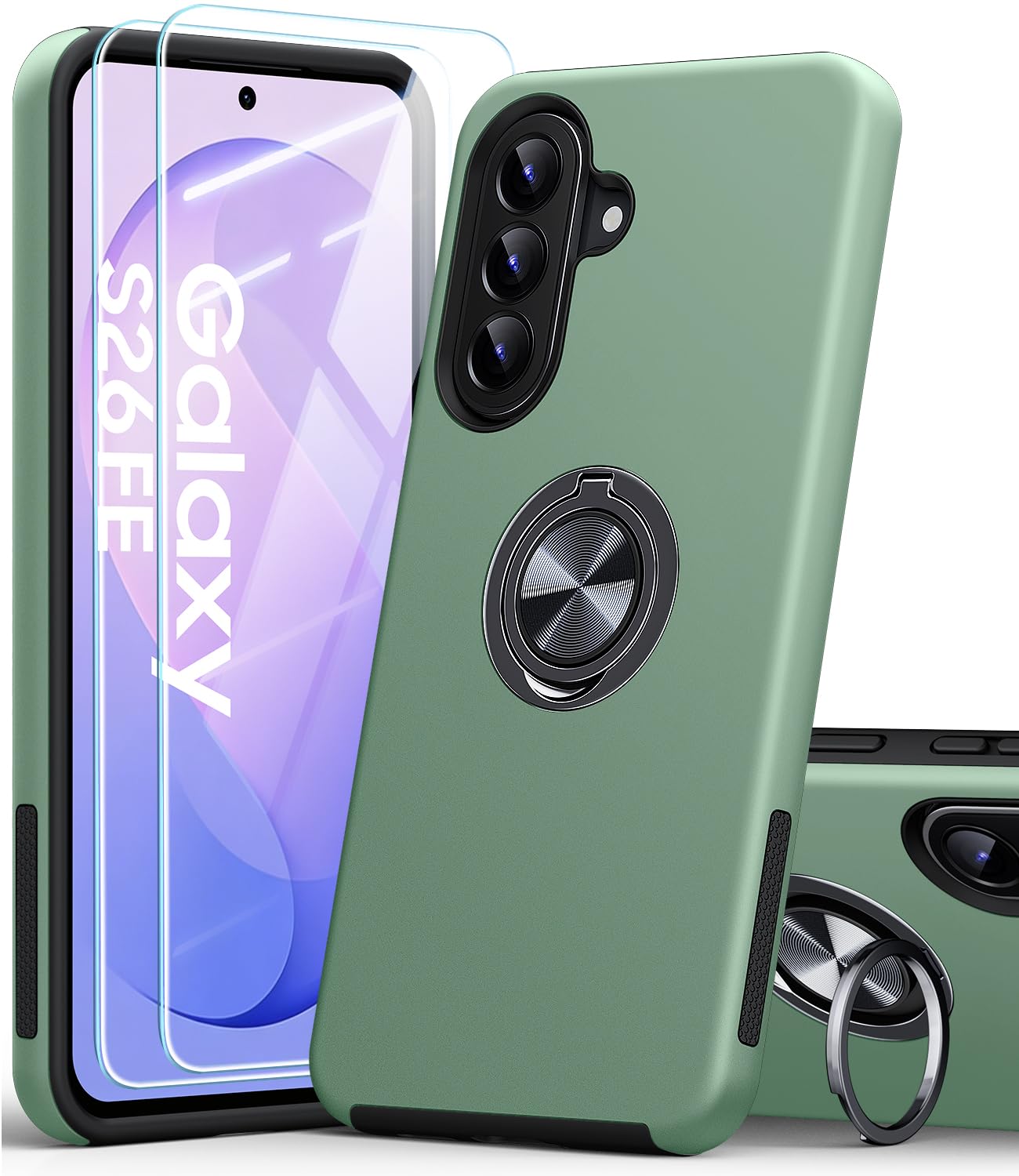 AOUIA for Samsung Galaxy S26 FE Case with 2-Pack Screen Protector, 3-in-1 Set Co