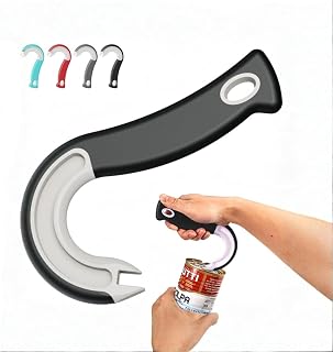 Easy-Grip Ring Pull Can Opener, for Soda and Food Cans Arthritis Aid with Non Slip Grip for Seniors Kids and Nail Protection Manual Pull Tab Tool for Easy Open Cans Black Dishwasher Safe