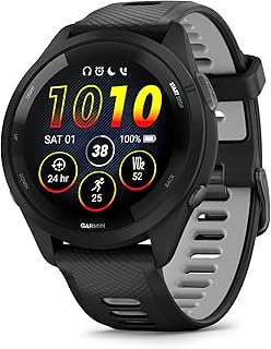 Garmin Forerunner 265, 46mm GPS Running smartwatch, Black | AMOLED touchscreen, advanced training insights & HRV status, safety & tracking, with music, up to 13 days battery life