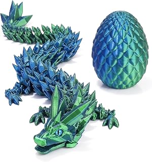 3D Printed Dragon Egg with Articulated Crystal Design | Surprise Toy for Kids, Fidget Dragon Inside, Cool Party Favors, For Boys Girls Teen Ages 5-7 4-6 8-12