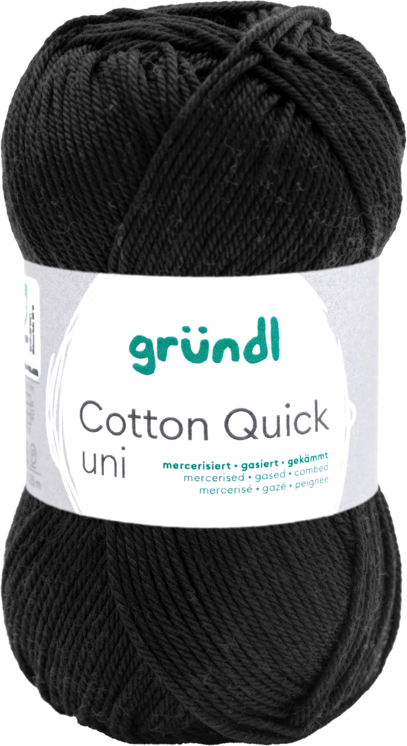 Gründl Wool Cotton Quick Plain Crochet Yarn 1 x 50 g, Black | Fine Wool for Croc