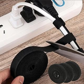 9.5Ft x 3 Roll Adjustable Cable Ties: Reusable Fastening Hook and Loop Straps Cable Ties for Cable Management Organizing(Black)
