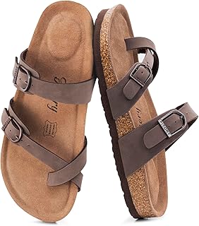 FITORY Women's Cork Footbed Sandals,Arch Support Slides