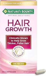 Nature's Bounty Optimal Solutions Hair Growth Vitamin Supplement, 30 Count | Lustriva, 10,000 mcg Biotin plus Silicon &amp; Arginine, 30 Capsules, 1 Per Day, 1 Month Supply