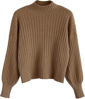 ZAFUL Women's Long Sleeve Cropped Sweater Knit Pullover Top