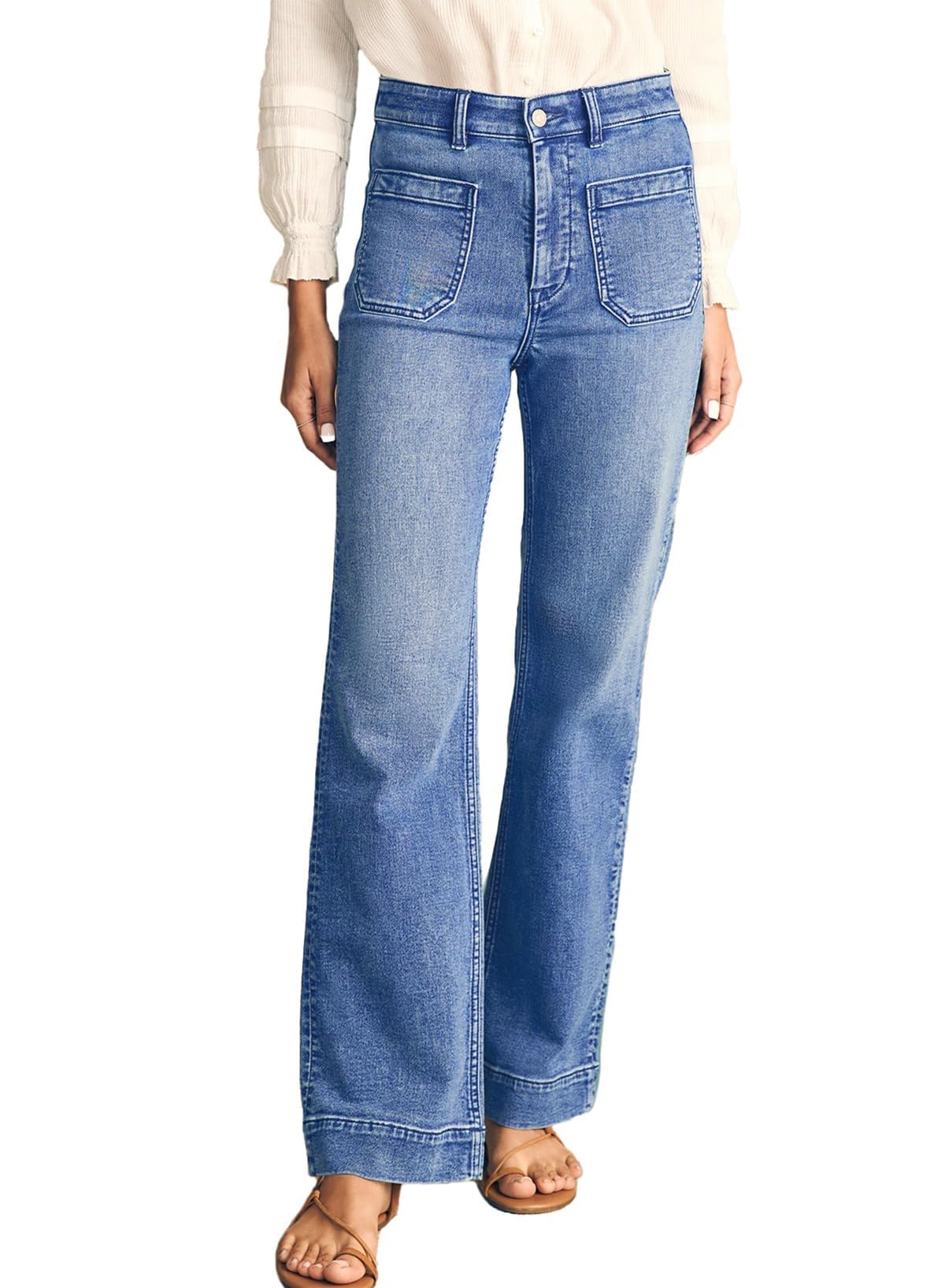 Astylish Women's Wide Leg Jeans High Waisted Denim Pants