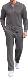 COOFANDY Men's 2 Piece Tracksuit Set Polo Athletic Sweatsuit Quarter Zip Jogging Long Sleeve Casual Sports Outfits