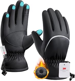 Origem Warm Waterproof Winter Gloves for Men Women, 3M Thinsulate Fleece | Polar Fleece Thermal Gloves with Reflective Touchscreen Design for Skiing, Running, Cycling, Hiking and Cold-Weather Driving
