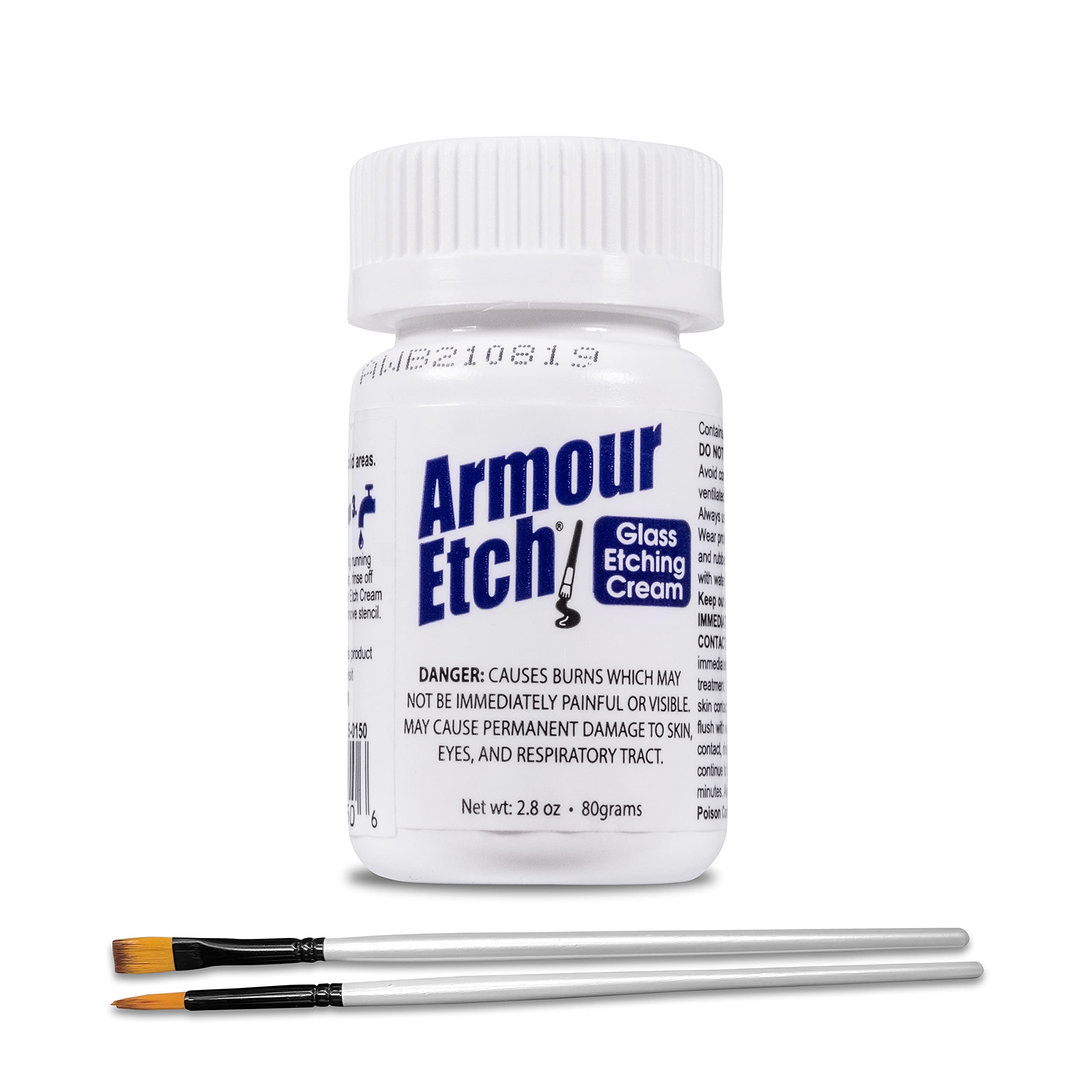 Armour Etch Glass Etching Cream 2.8oz Net Wt. Bundle with Moshify Brushes | Work