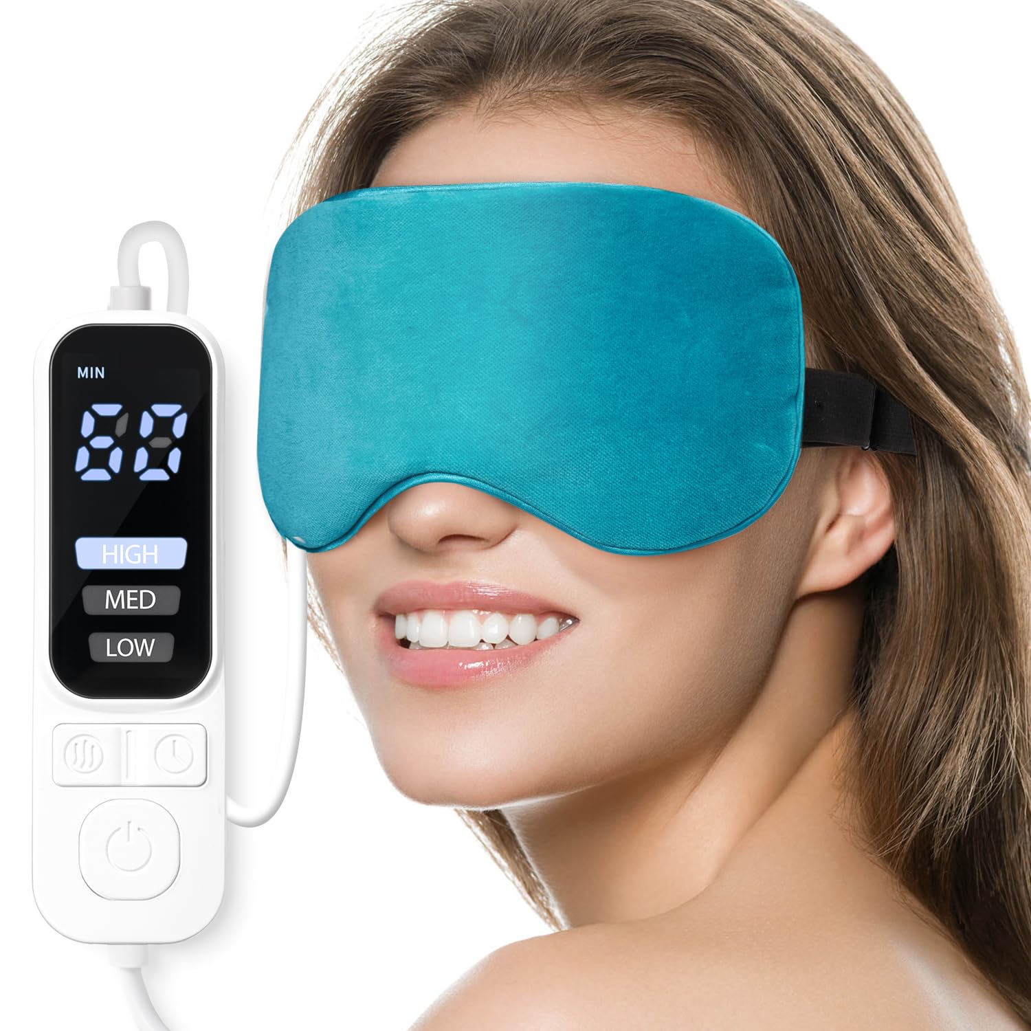 Ezona Heated Eye Mask, Warm Eye Compress Mask for Dry Eyes, Blue