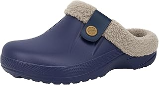 ChayChax Women's Winter Furry Clogs Men Slippers Warm Plush House Slippers Waterproof Garden Shoes Indoor and Outdoor