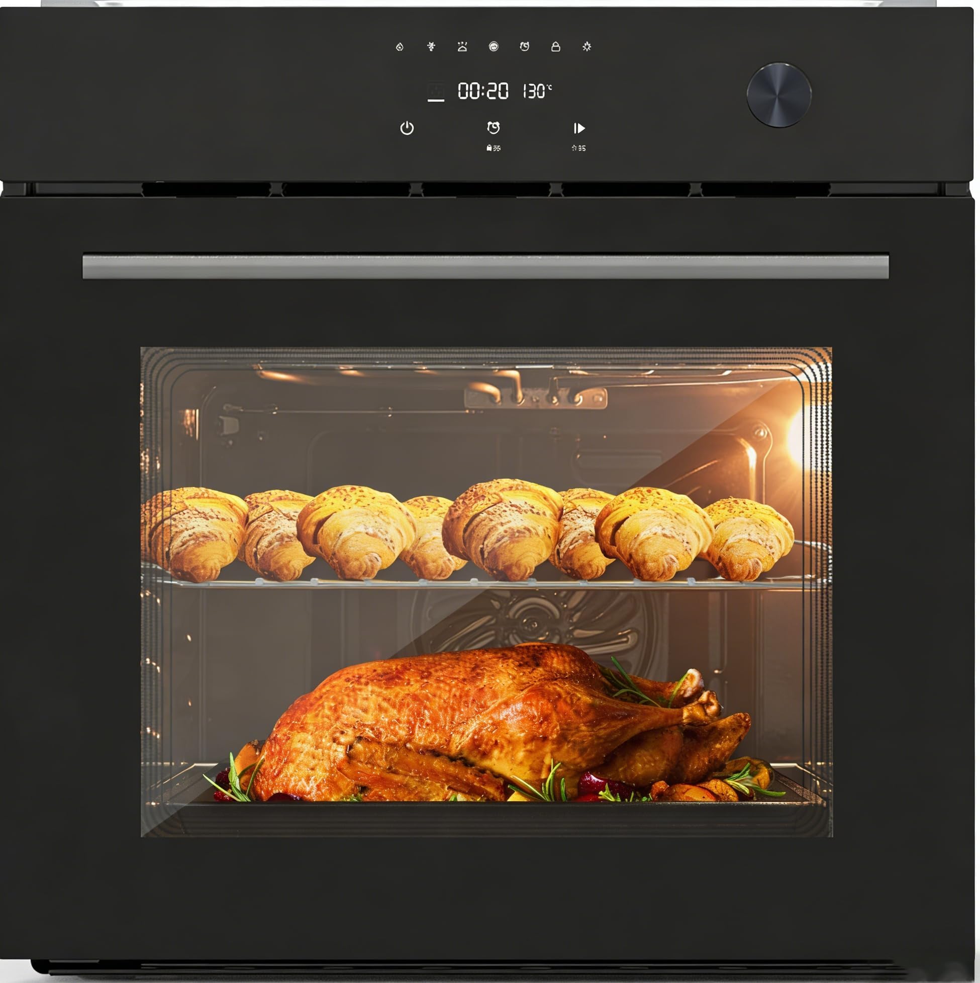 Single Wall Oven 24" Built-in Electric Ovens with 8 Cooking Functions, 3000W, 24