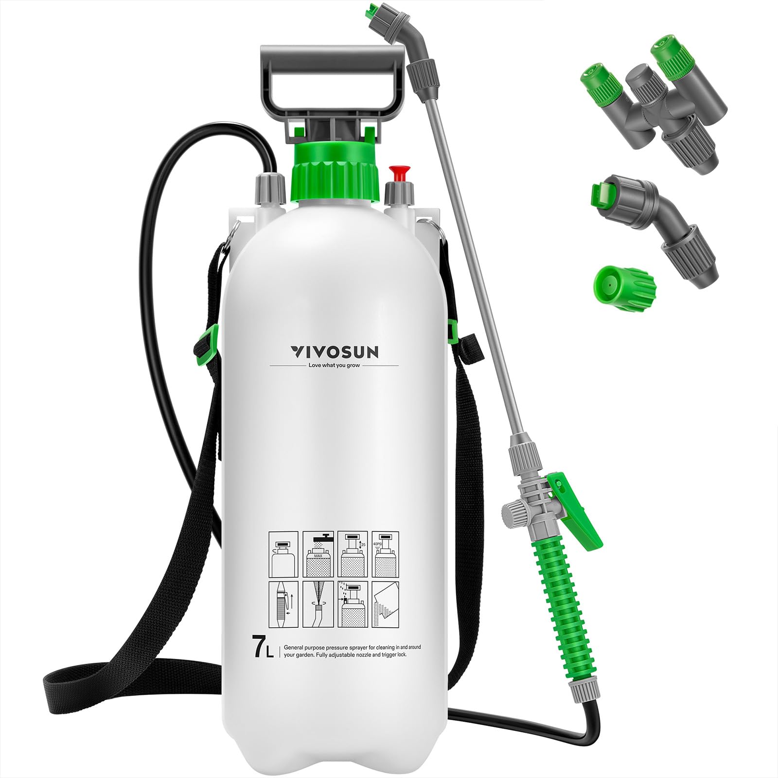 VIVOSUN 1.8 Gal/7L Pump Sprayer, Garden Water Sprayer | for Plants, Weeds & Lawn