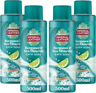 Imperial Leather Muscle Recovery Bergamot & Sea Minerals Bath Soak, Rich Indulgent Lather & Long Lasting Luxury Fragrance, Vegan & Cruelty Free 4 x 500ml