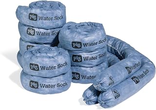 PIG Super Absorbent Sock for Water | 12 Pack | Ext. Dia. 3" W x 4' L | Absorbs Up to 1.75 Gallons per Sock | PM50636