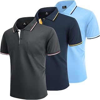 LLdress Men's Polo Shirt Short Sleeves 3 Pack Golf Tennis T Shirt Lightweight and Breathable