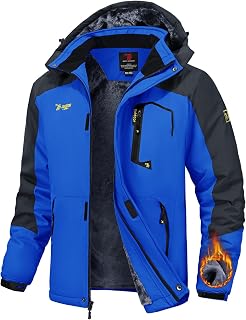 TBMPOY Giacche da sci invernali impermeabili da uomo in pile spesso foderato con cappuccio Utility freddo caldo lavoro all'aperto ghiaccio
