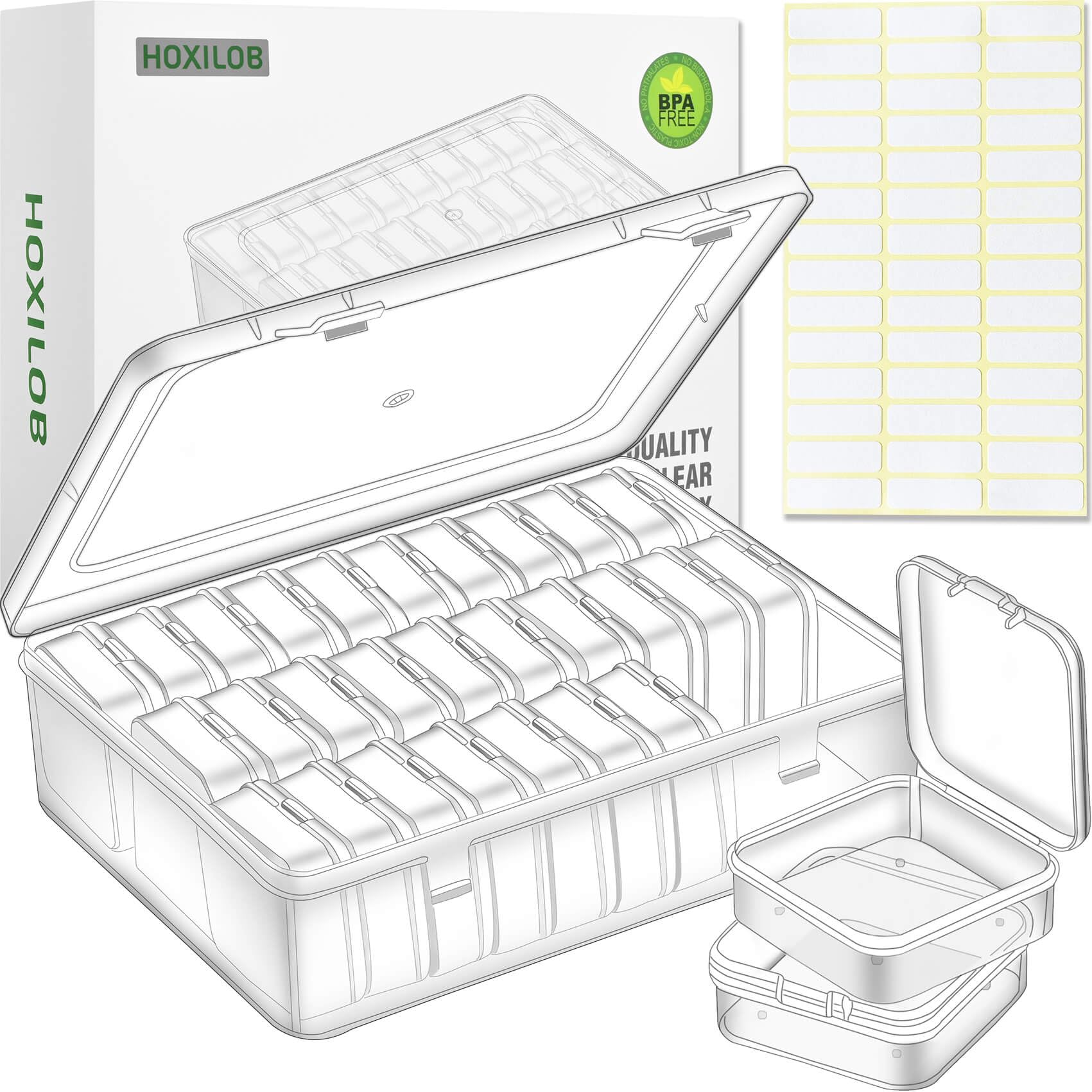 Bead Organizer Box, 30pcs Small Clear Plastic Storage Containers, Craft Storage 