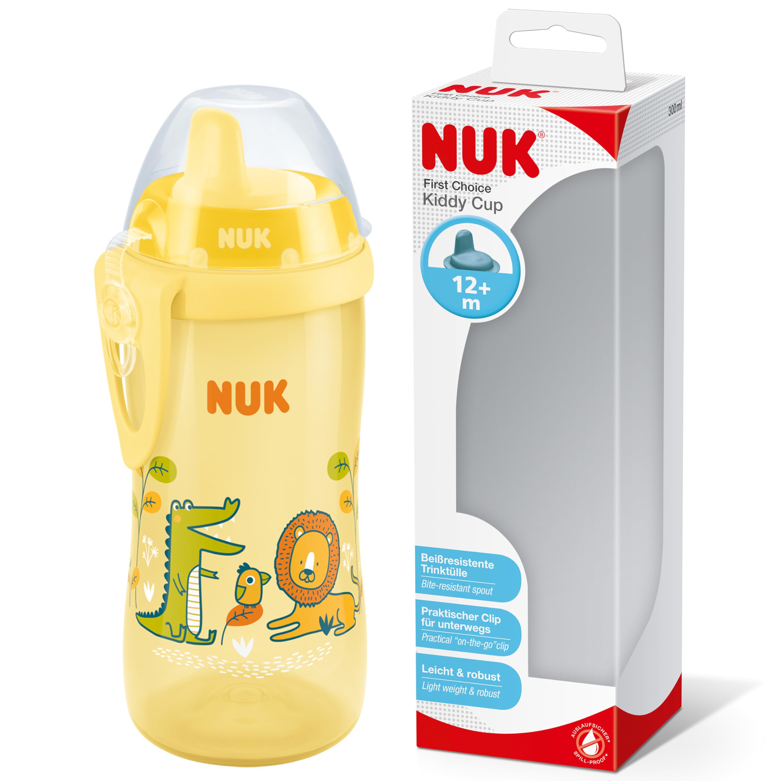 NUK Kiddy Cup Toddler Cup | 12+ Months | 300 ml | Leak-Proof Toughened Spout | C