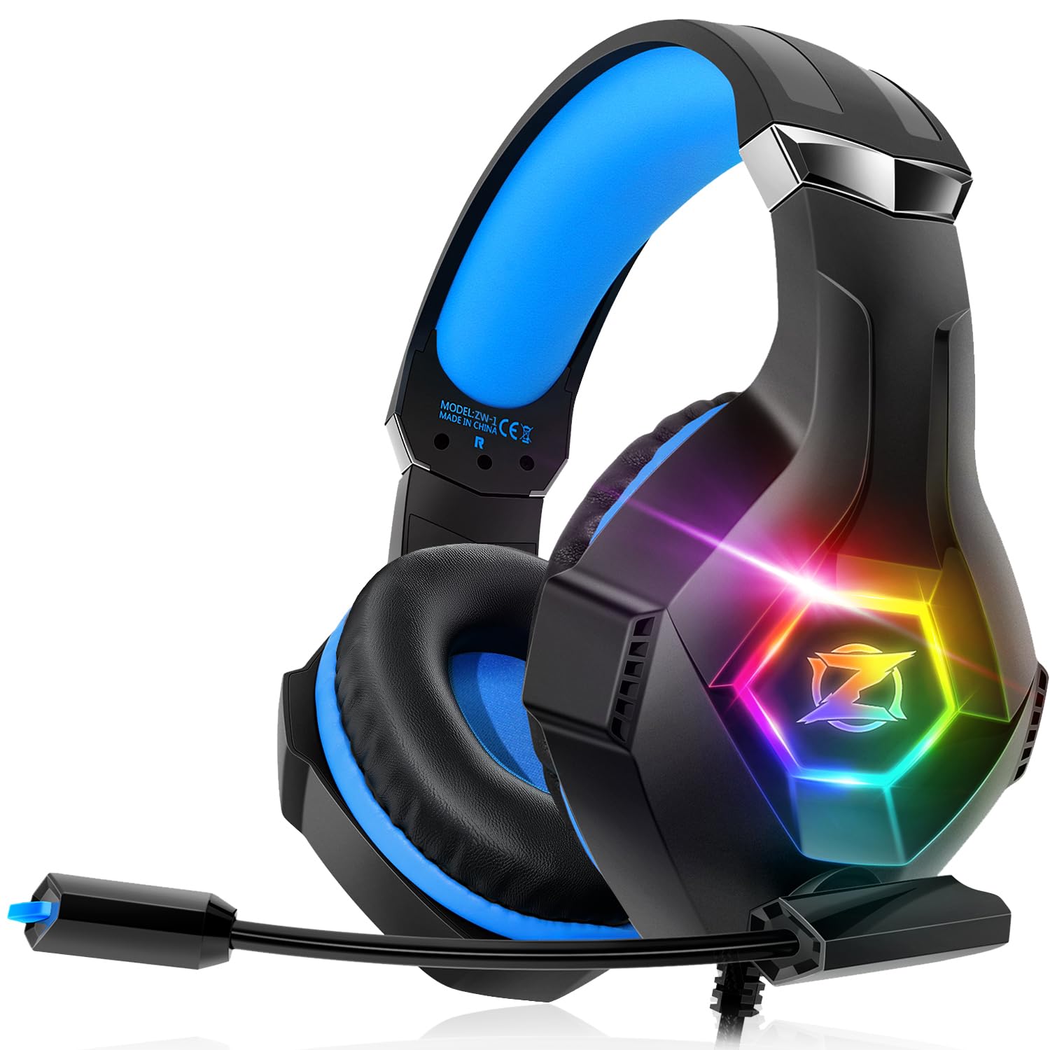 Gaming Headset Stereo Surround Sound Gaming Headphones with Breathing RGB Light 