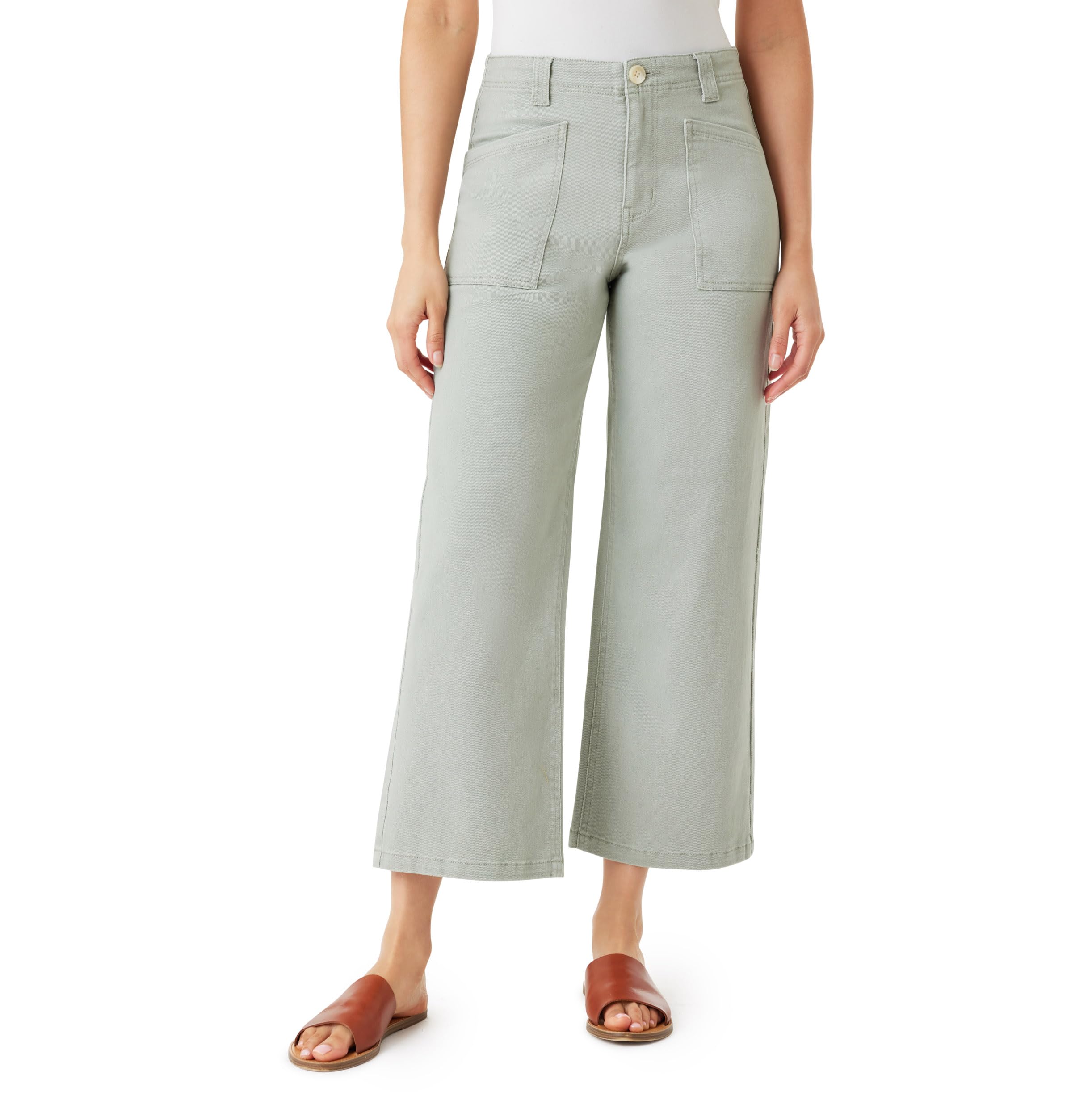 WallFlower Women's Fearless Curvy Wide Leg High-Rise Juniors 27" Ankle Denim and