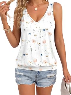 Umenlele Women's V Neck Casual Tank Tops