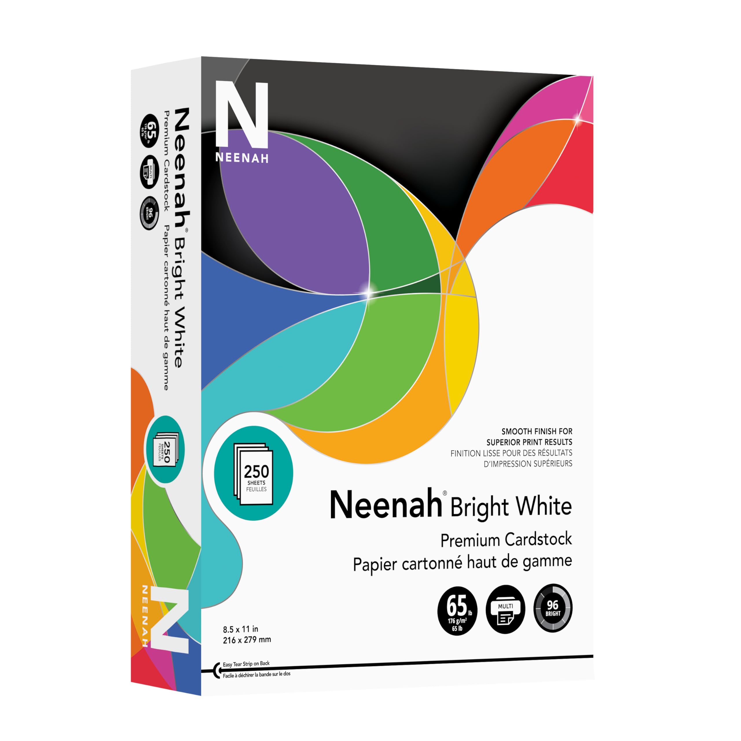 Neenah Bright White Bright White Card Stock, 96 Bright, 65 lb Cover Weight, 8.5 