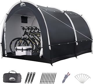 Happy Travel Outdoor Waterproof Bike Storage Tent Shed for 2/3/4/6/8 Bikes | Bicycle Covers Shelter with Window, Oversized Outside Portable Sheds for Lawn Mower,Garden Tools