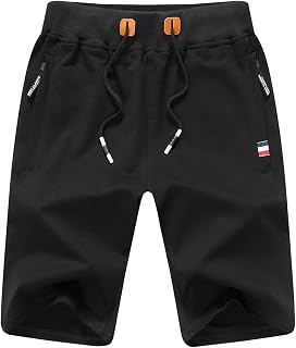 JustSun Mens Shorts Casual Sports Joggers Shorts with Elastic Waist Zipper Pockets