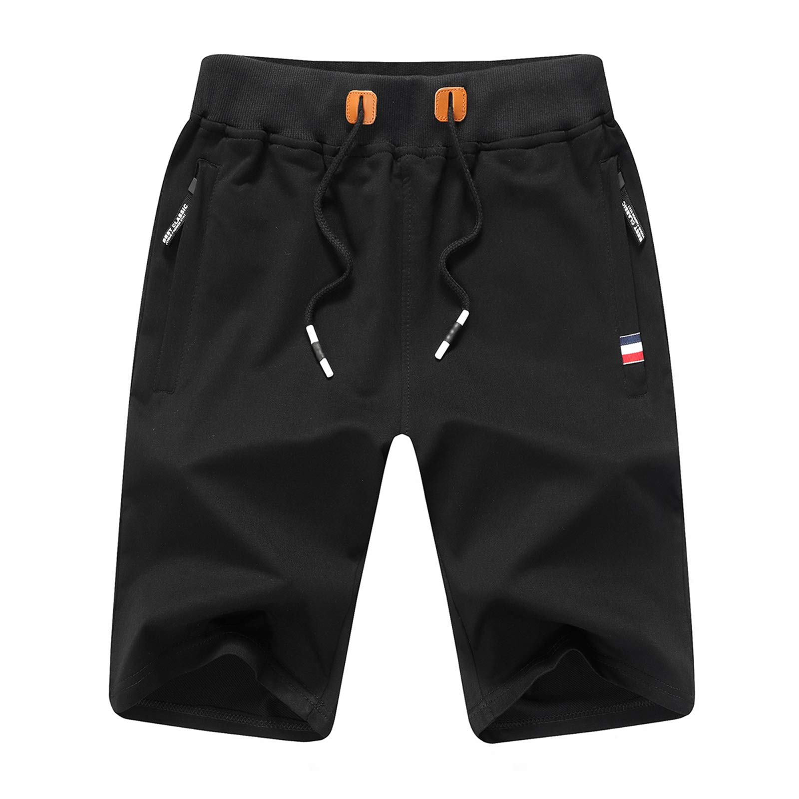 JustSun Mens Shorts Casual Sports Joggers Shorts with Elastic Waist Zipper Pocke