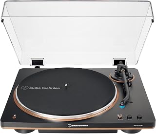 Audio-Technica AT-LP70XBT-BZ Fully Automatic Bluetooth Belt-Drive Stereo Turntable, Integrated AT-VM95 Cartridge, 2 Speed, Anti-Resonance, Die-cast Aluminum Platter, Black/Bronze