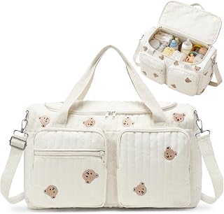 Aucuu Large Baby Changing Bag, Hospital Maternity Bag, Large Capacity Cotton Diaper Tote Bags, with Adjustable Shoulder Strap, Nappy Bags for Hospital Birth,Pram, Hospitalization & Travel