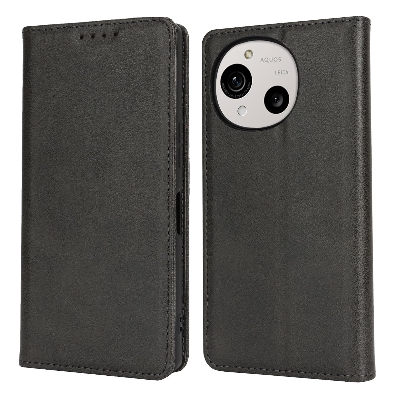 【Hamany】 対応 AQUOS R10 ケース 手帳型 アクオスr10ケース カード収納 SH-51F ケース -紳士黒