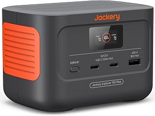 Jackery Explorer 100 Plus Portable Power Station,Random Color(Black or Dune White), 99Wh LiFePO4 Battery Solar Generator, 128W Carry-on Power for Flight, 100W Dual PD 3.0 Fast Charge (Renewed)