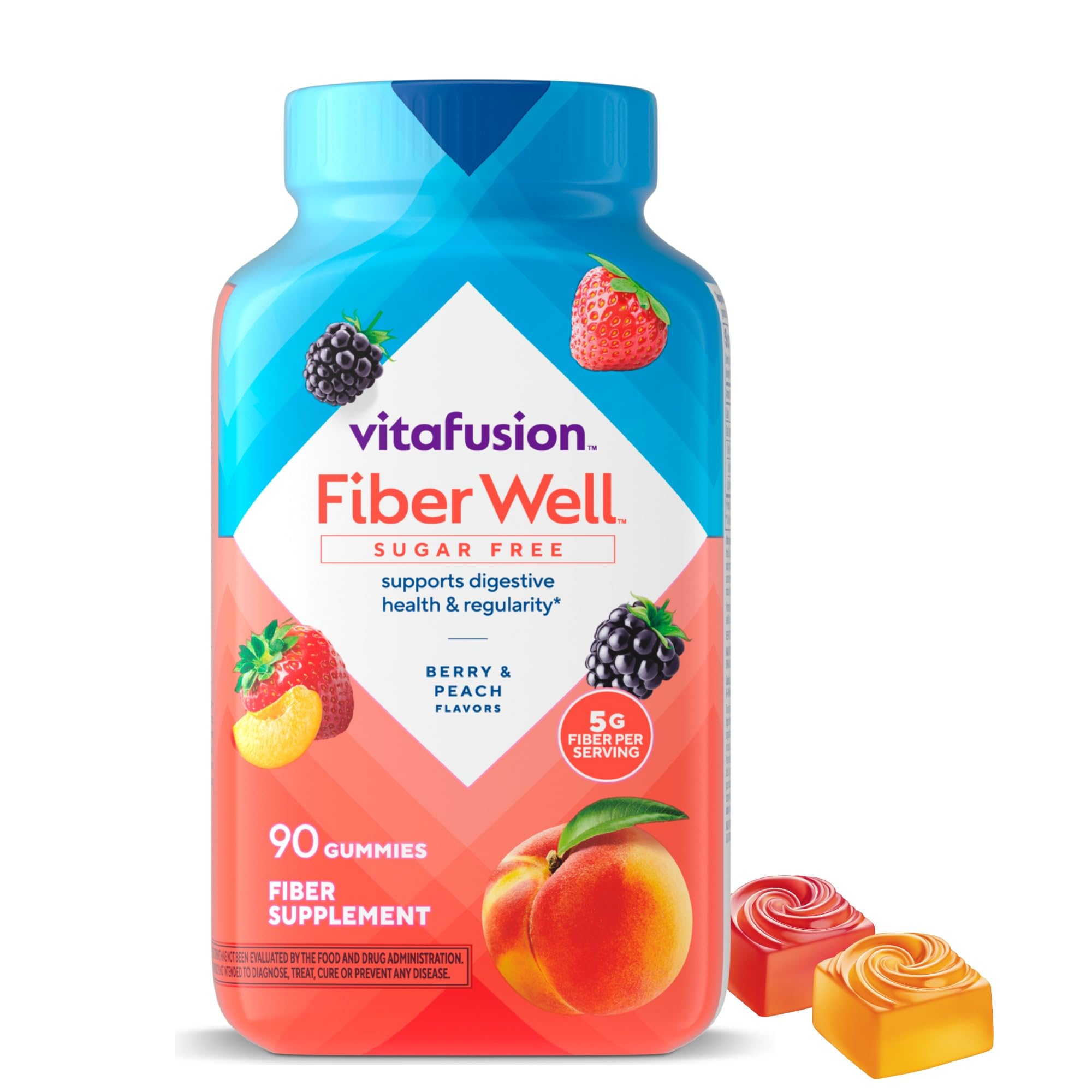 Vitafusion FiberWell Fiber Gummies Sugar Free | GLP-1 Friendly | 5 g | 90 Count 