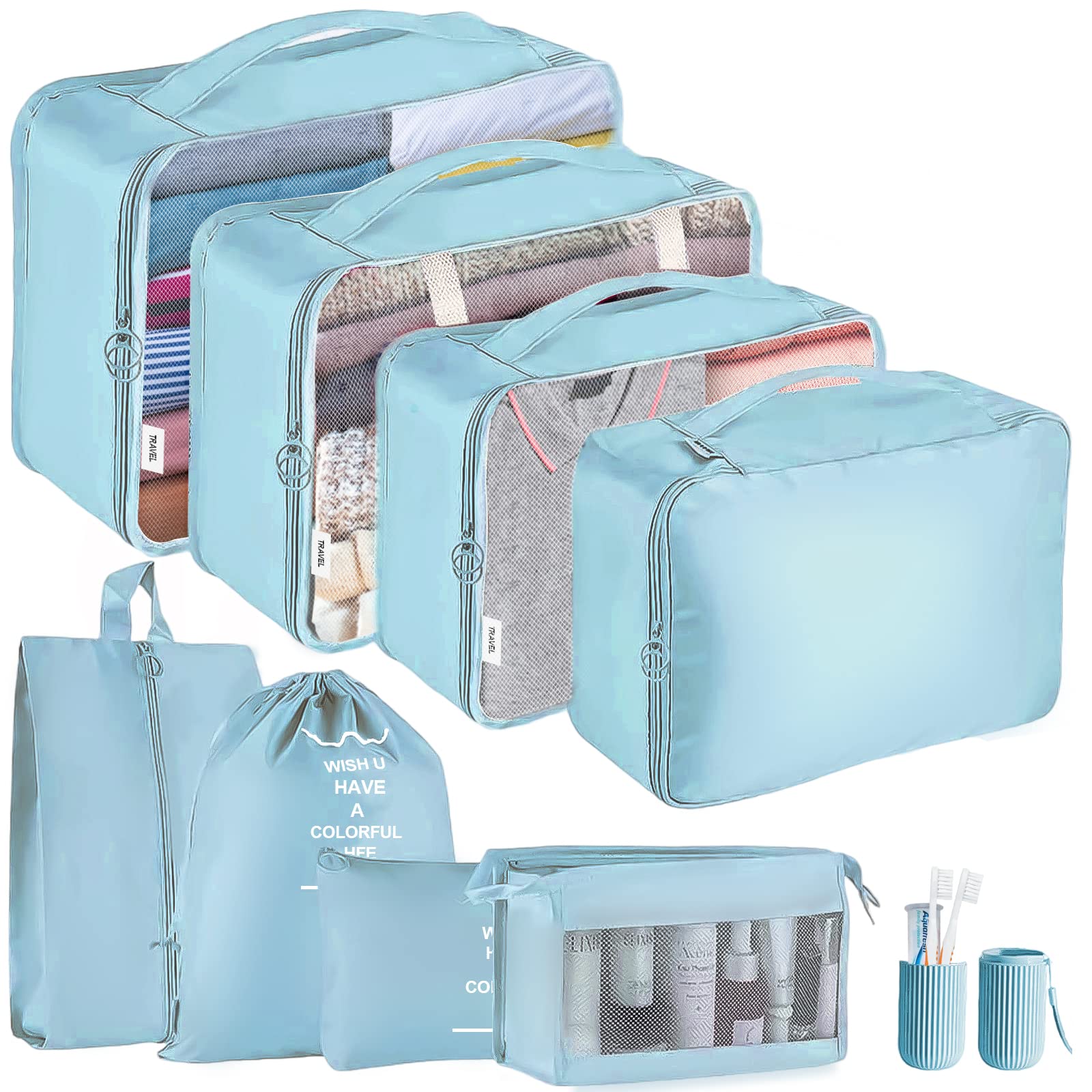 Jsdoin Packing Cubes for Suitcase,9 PCS Travel Luggage Packing Cubes for Backpac