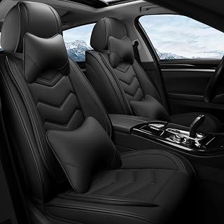 Car Seat Covers Fit for Ford F-150/F-250/F-350 2009-2026, Stylish Sport Seat Cover, Waterproof Wear-Resistant Premium Car Seat Cover，Ford F-150 Seat Covers. (2 Pcs Front with Pillow/Pure Black)