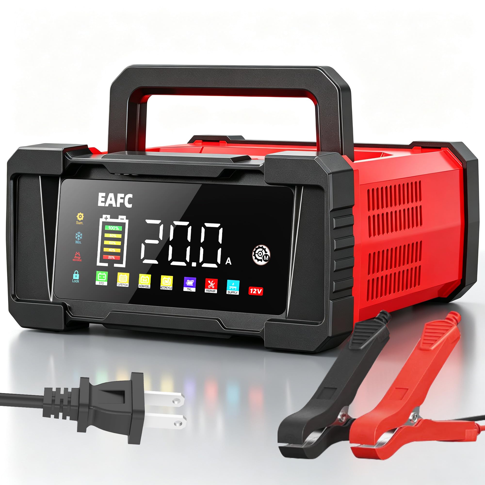 EAFC 20A Smart Car Battery Charger & Battery Maintainer, 12V/24V Automatic Trick