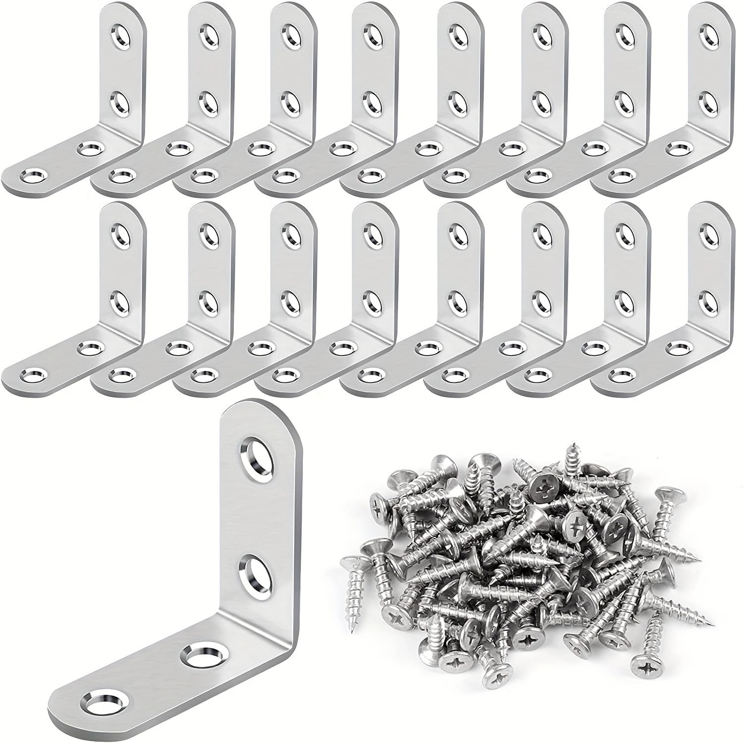 90 Degree Corner Brackets for Shelves, Tables, Chairs - Pack of 10