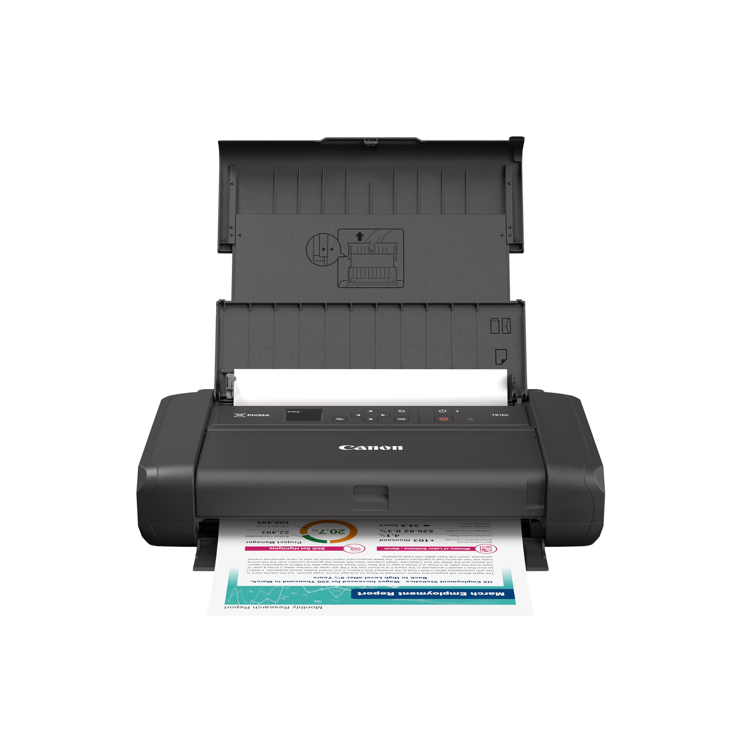 Canon PIXMA TR160 Color Wireless Portable Printer | 50-Sheet Paper Tray & 1.44" 