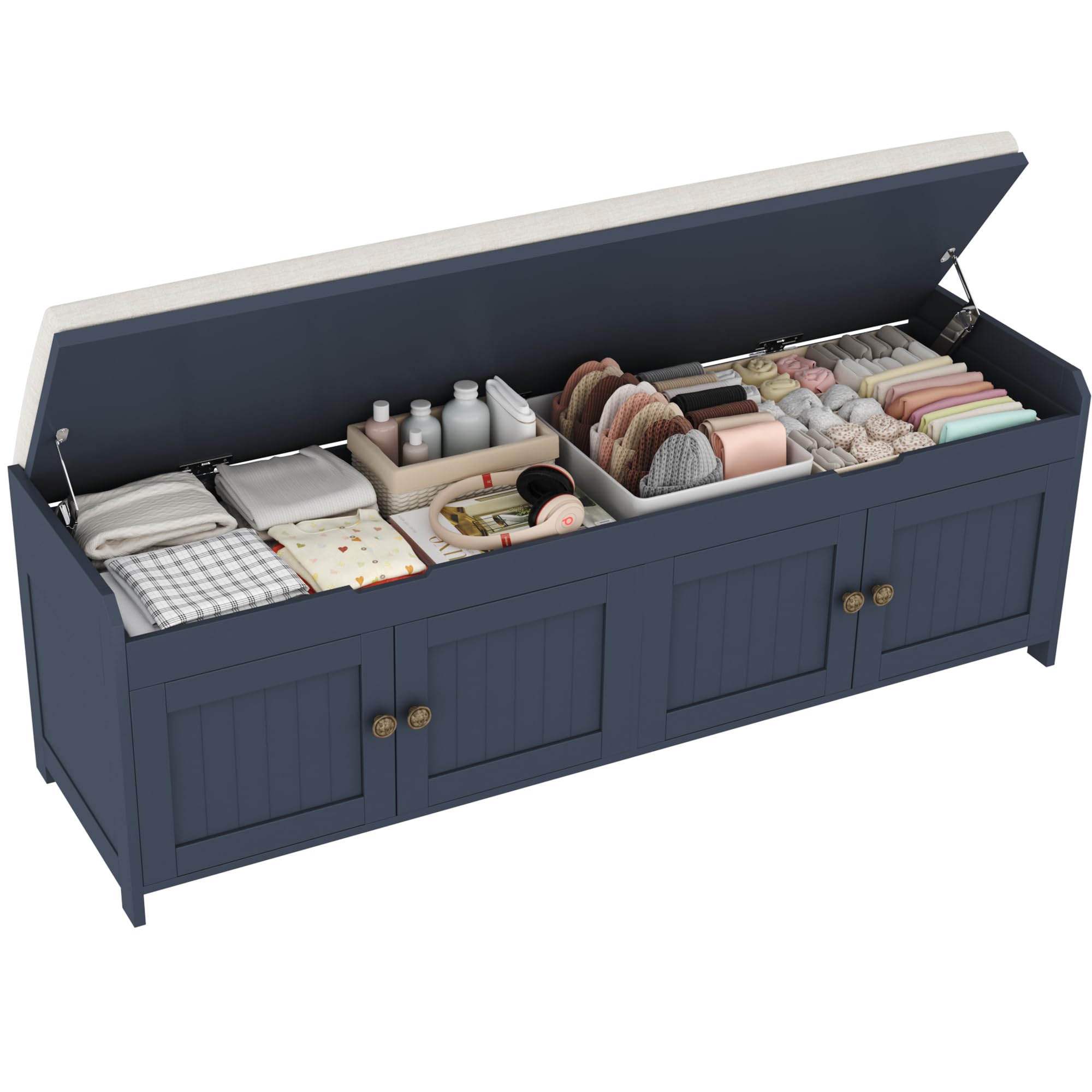 HOMEFORT 54.4" Shoe Bench with Lift Top Storage, Entryway Bench with Cushioned S