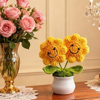 1pcs Emotional Support Crochet Positive Sunflower - Everything is Figureoutable - Inspirational Gifts for Women, Funny Present for Employee Coworker Friends Sisters, Home Office Car Dashboard Decor