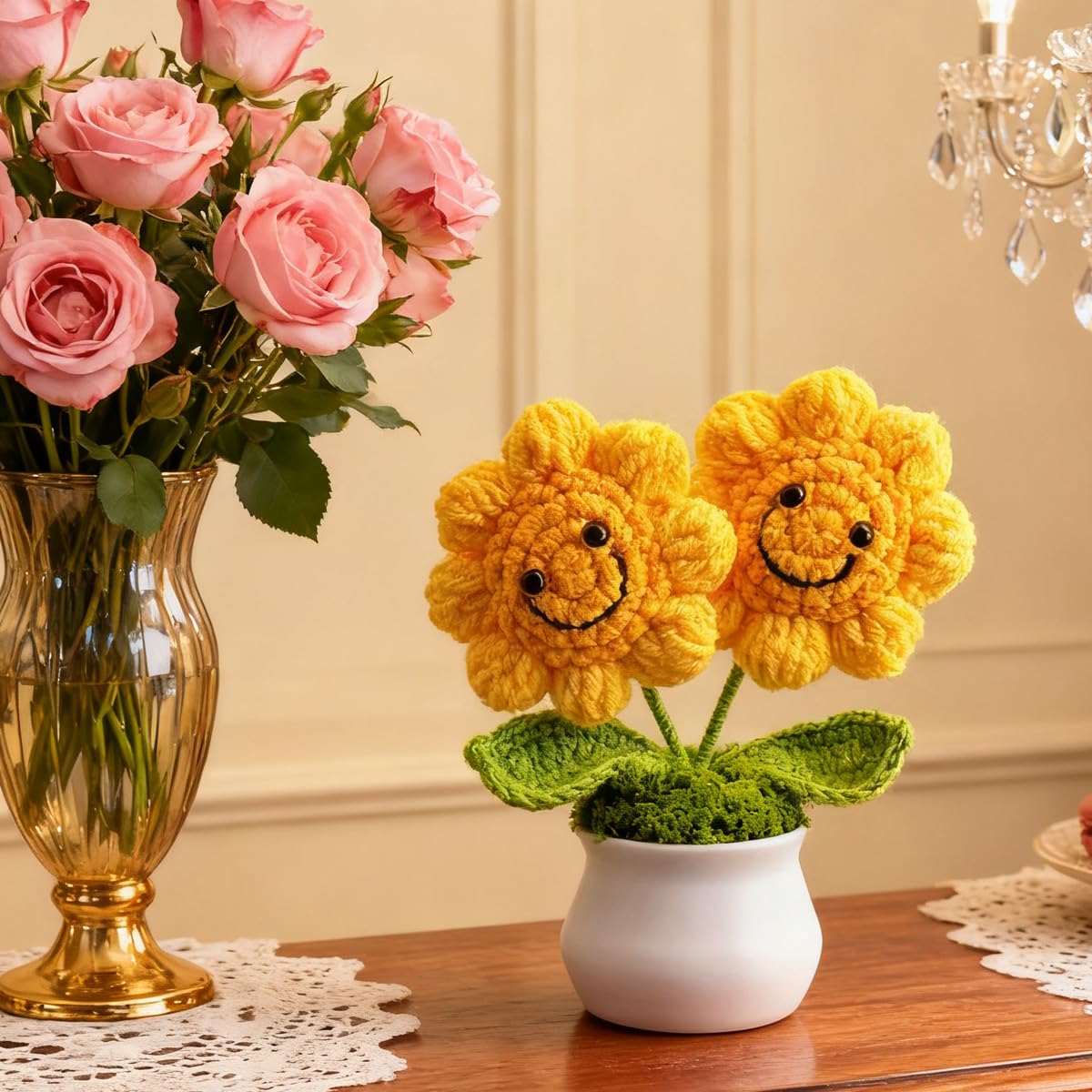 1pcs Emotional Support Crochet Positive Sunflower - Everything is Figureoutable 