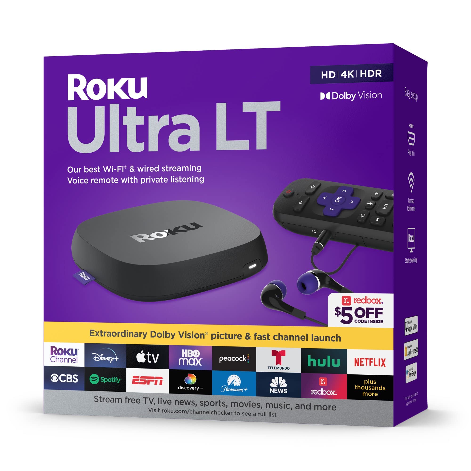 Roku Ultra LT (2023) HD/4K/HDR Dolby Vision Quad-Core Streaming Player with HDMI