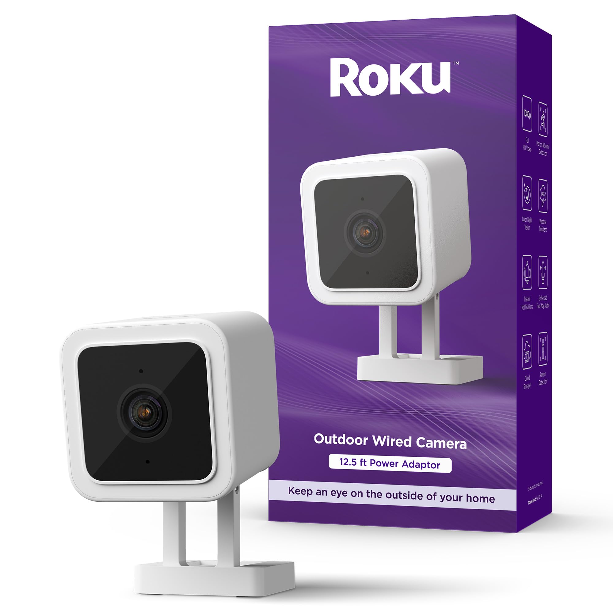 Roku Outdoor Camera for Home Security - IP65 Weather Resistant Wired Security Ca