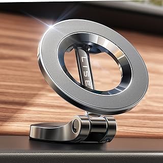 LISEN Porta Cellulare Auto per Magsafe, [Festa del Papà] 360° Rotazione Pieghevole Magnetico Supporto Telefono Auto, Magsafe Accessori Auto Compatibili con iPhone 16 pro 15 14 13 12/Galaxy/Huawei