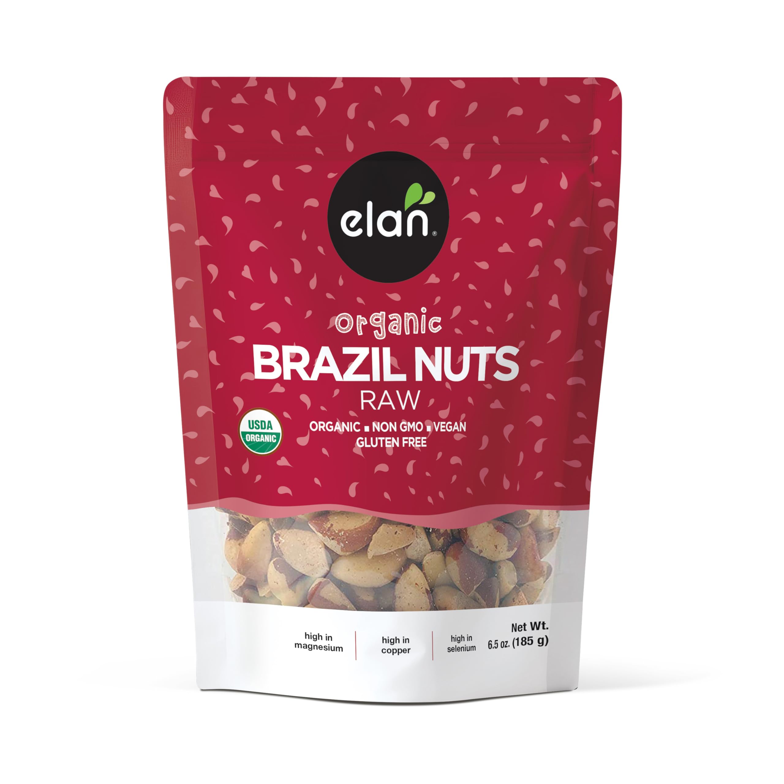 Elan Organic Raw Brazil Nuts, 185g, Whole Nuts, No Shell, Non-GMO, Vegan, Gluten