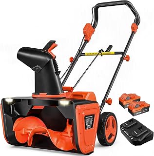 VOLTASK 48V Cordless Snow Blower, 48-Volt | 20-Inch Brushless Electric Snow Blower Cordless, Battery Snow Blower with Directional Plate & LED Lights (2 * 24V Battery & Dual Quick Charger Included)