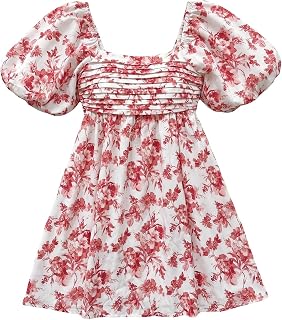 Floerns Women's Floral Dress Puff Sleeve Square Neck Mini Dresses